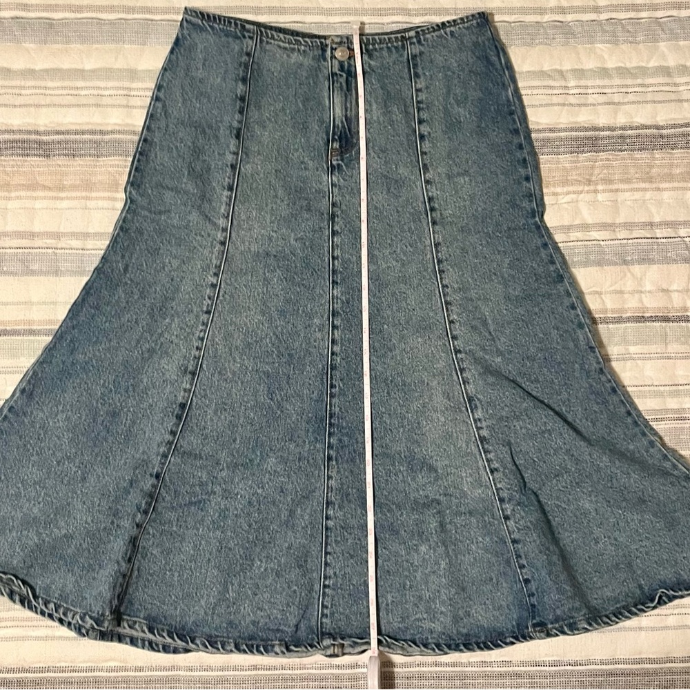 Future Collective Flared Denim Midi Skirt - Picture 8 of 9